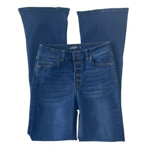 Indigo Rein Flare Jeans Dark Wash High Rise 5 Pocket Design Junior 27 or 7